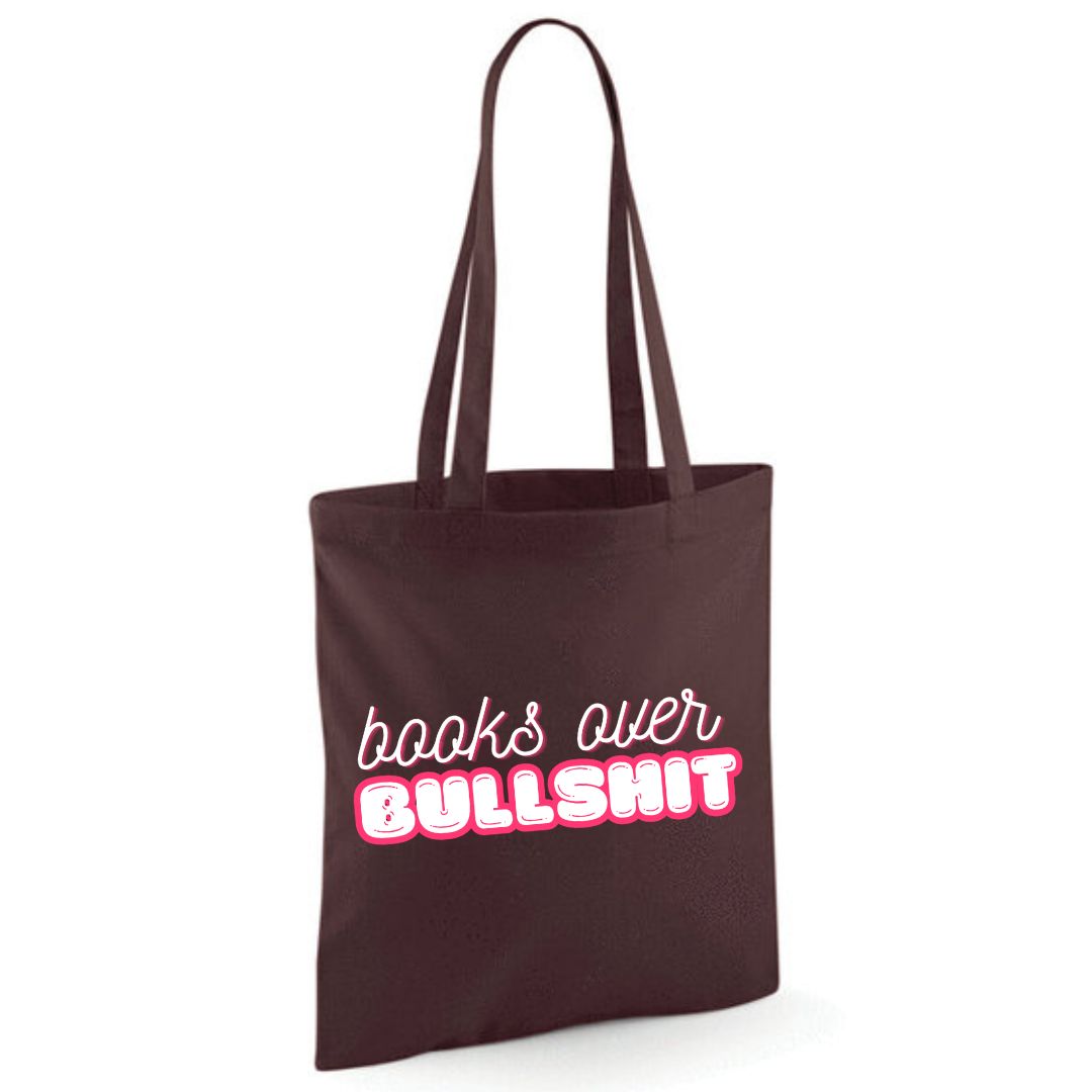 "Books over Bullshit" Bubble Cotton Tote Shopper - lots of colours