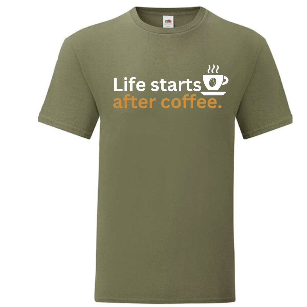 "Life Starts After Coffee" Standard Tee - lots of colours!