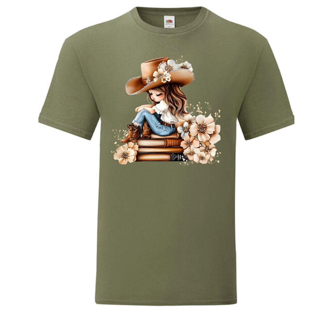 Bookish Floral Cowgirl Standard Tee - lots of colours!