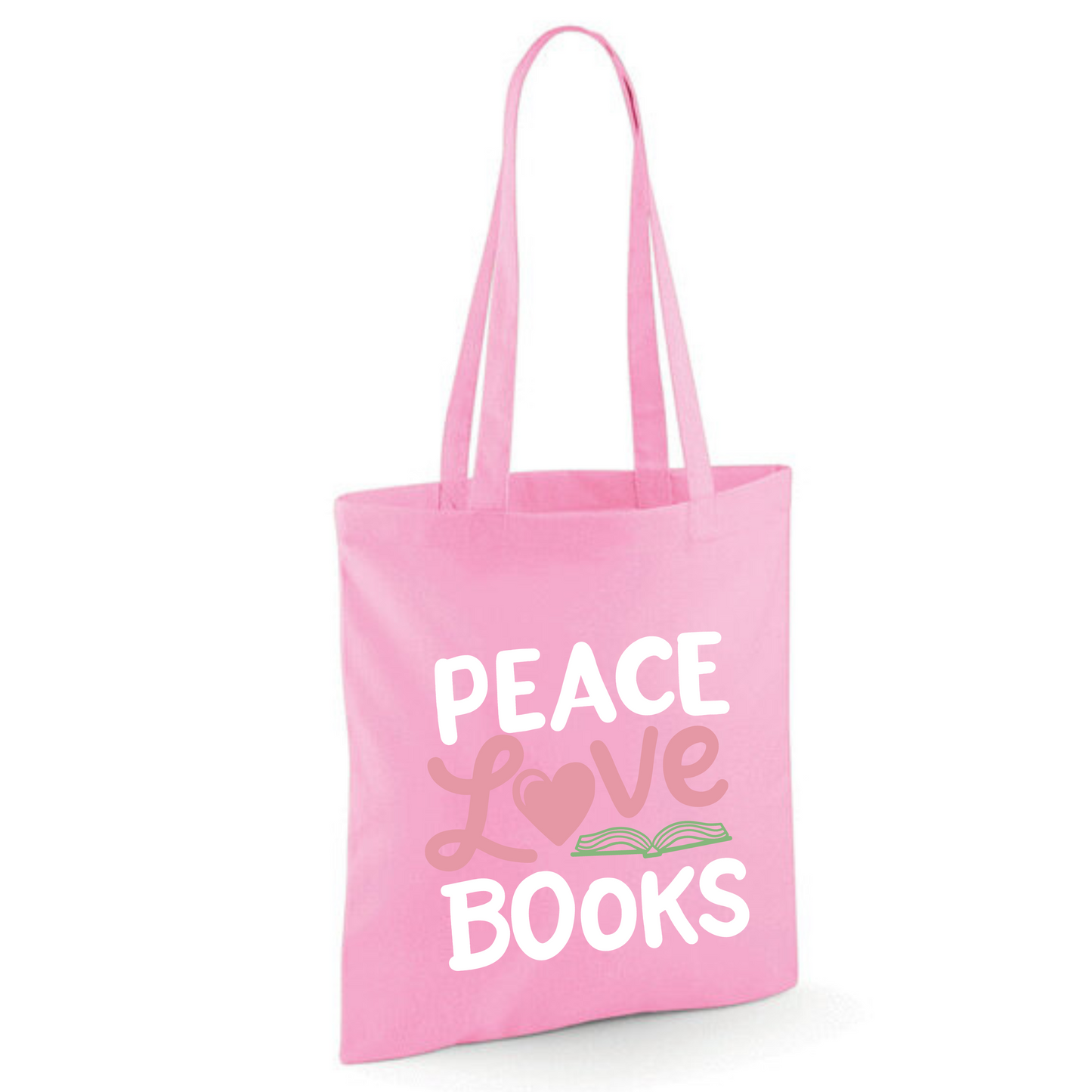 "Peace Love Books" Cotton Tote Shopper (48 colours)