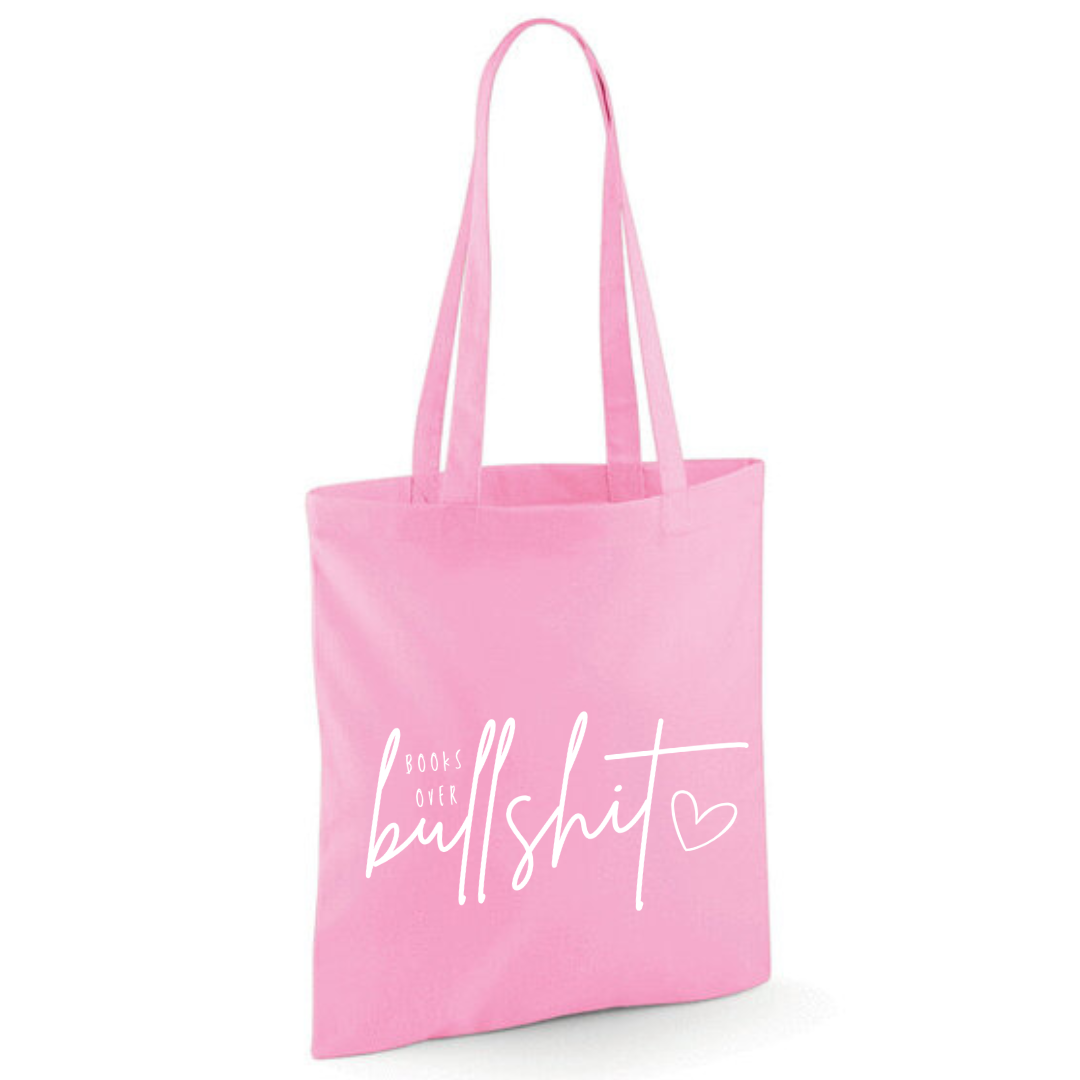 "Books over Bullshit" Handscript Cotton Tote Shopper - lots of colours