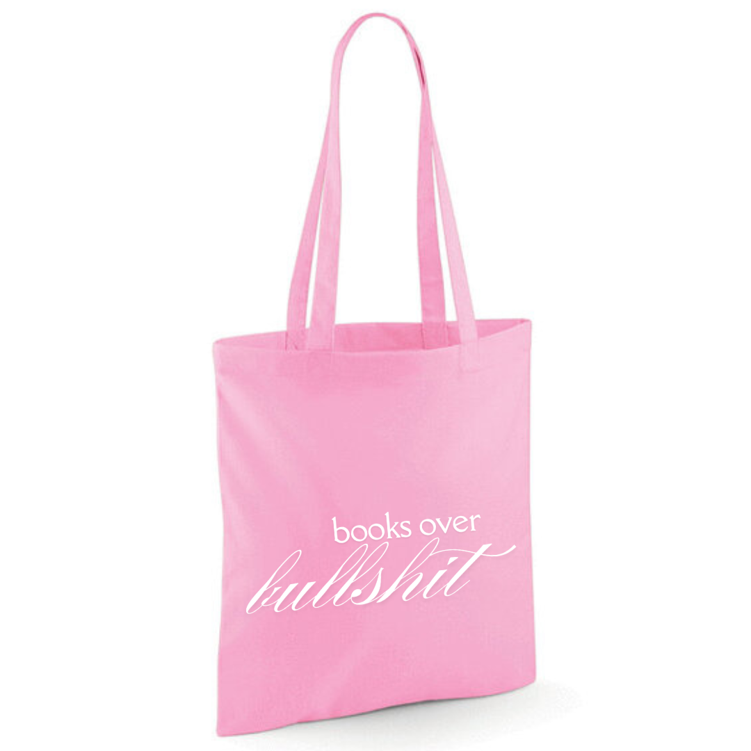 "Books Over Bullshit" Fancy Font Tote Shopper Bag - lots of colours!