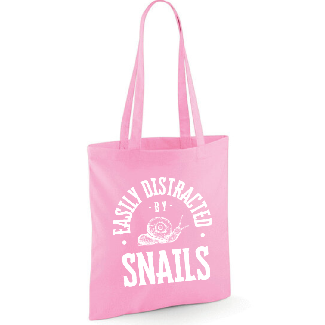 "Easily Distracted By Snails" Cotton Tote Shopper - lots of colours