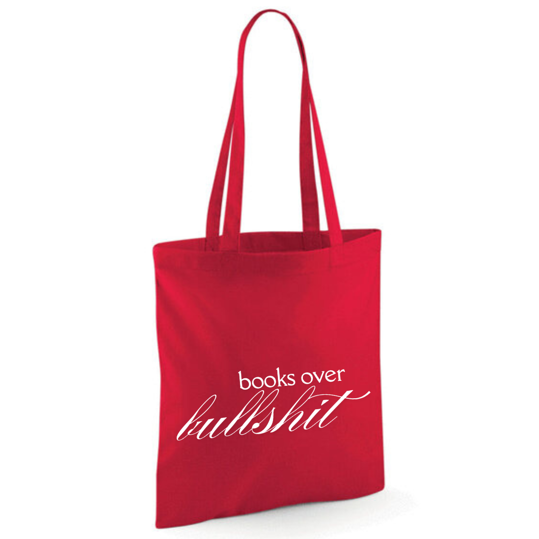"Books Over Bullshit" Fancy Font Tote Shopper Bag - lots of colours!
