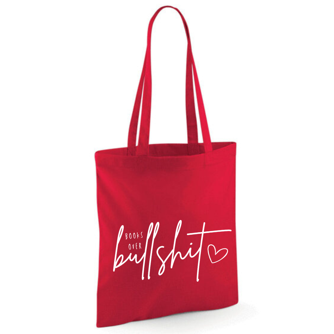 "Books over Bullshit" Handscript Cotton Tote Shopper - lots of colours