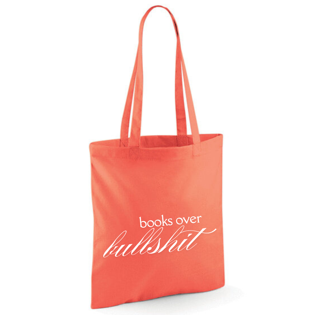 "Books Over Bullshit" Fancy Font Tote Shopper Bag - lots of colours!