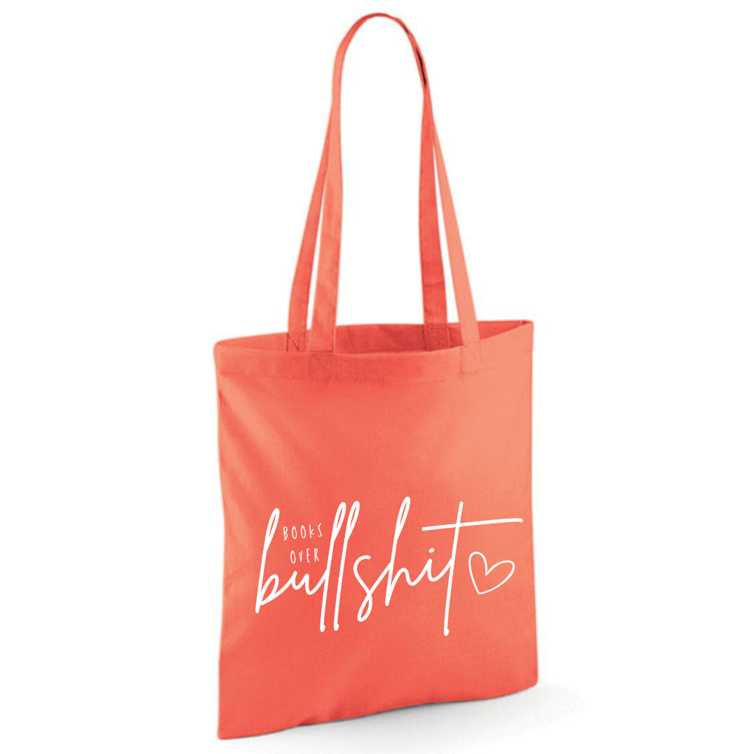 "Books over Bullshit" Handscript Cotton Tote Shopper - lots of colours