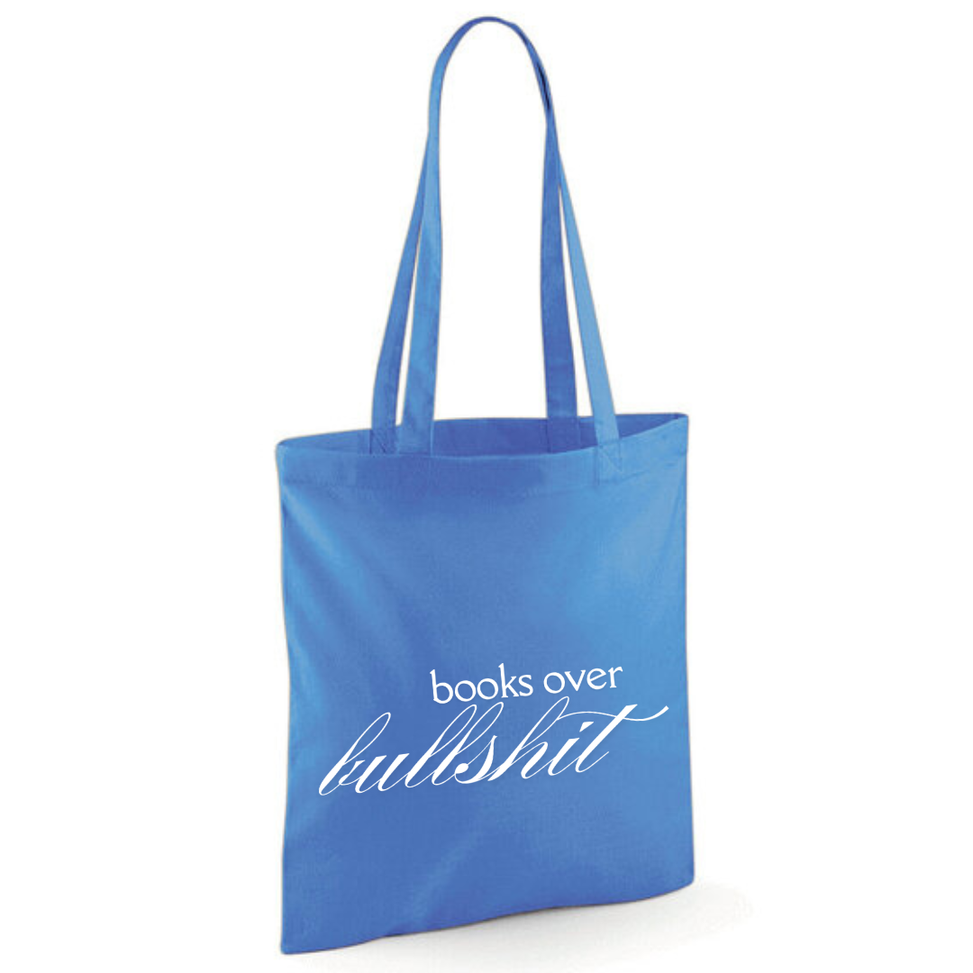 "Books Over Bullshit" Fancy Font Tote Shopper Bag - lots of colours!