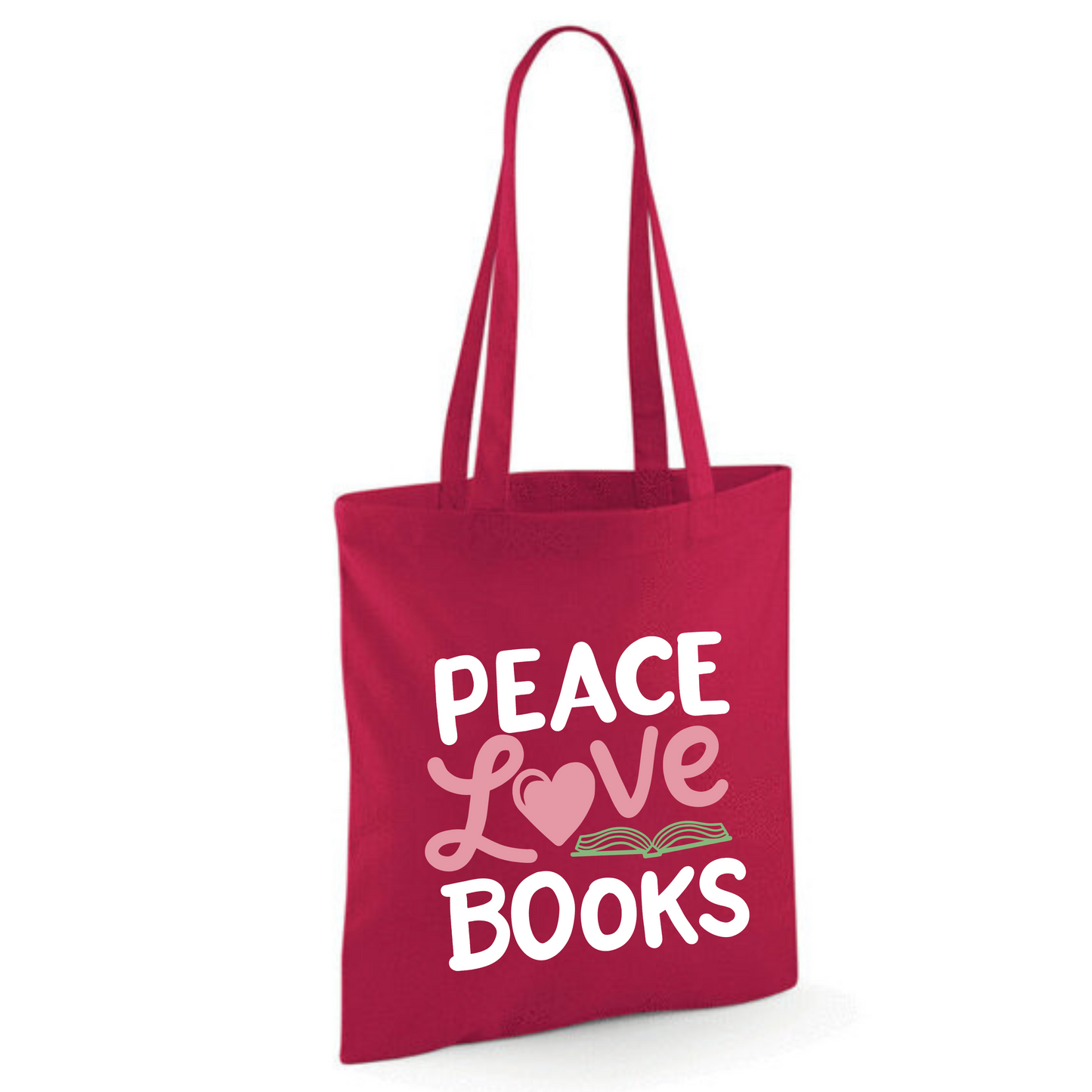 "Peace Love Books" Cotton Tote Shopper (48 colours)