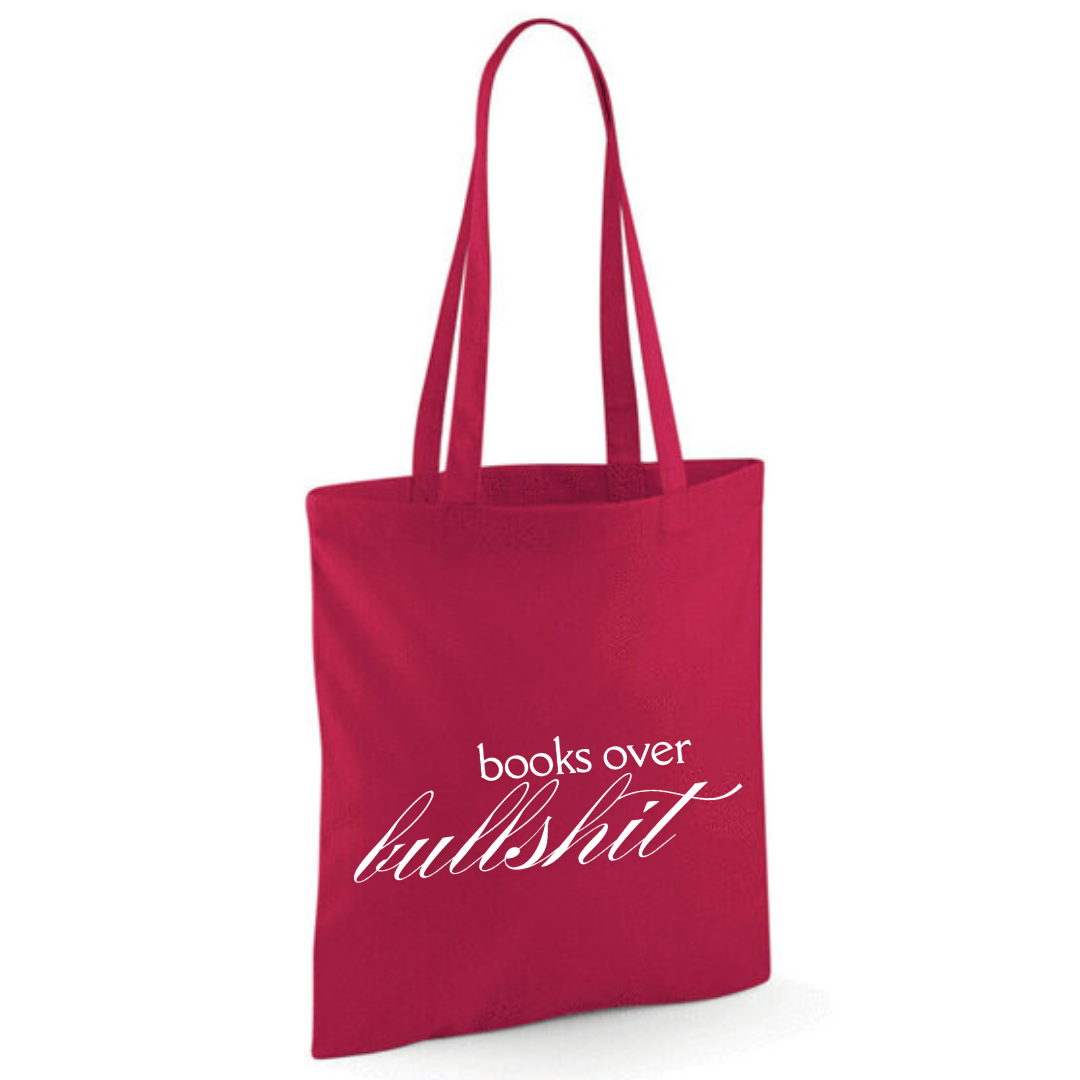 "Books Over Bullshit" Fancy Font Tote Shopper Bag - lots of colours!