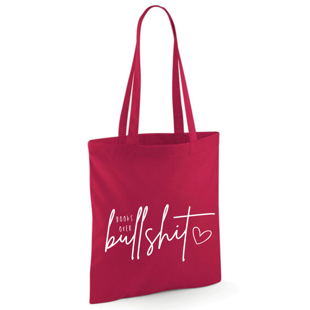 "Books over Bullshit" Handscript Cotton Tote Shopper - lots of colours