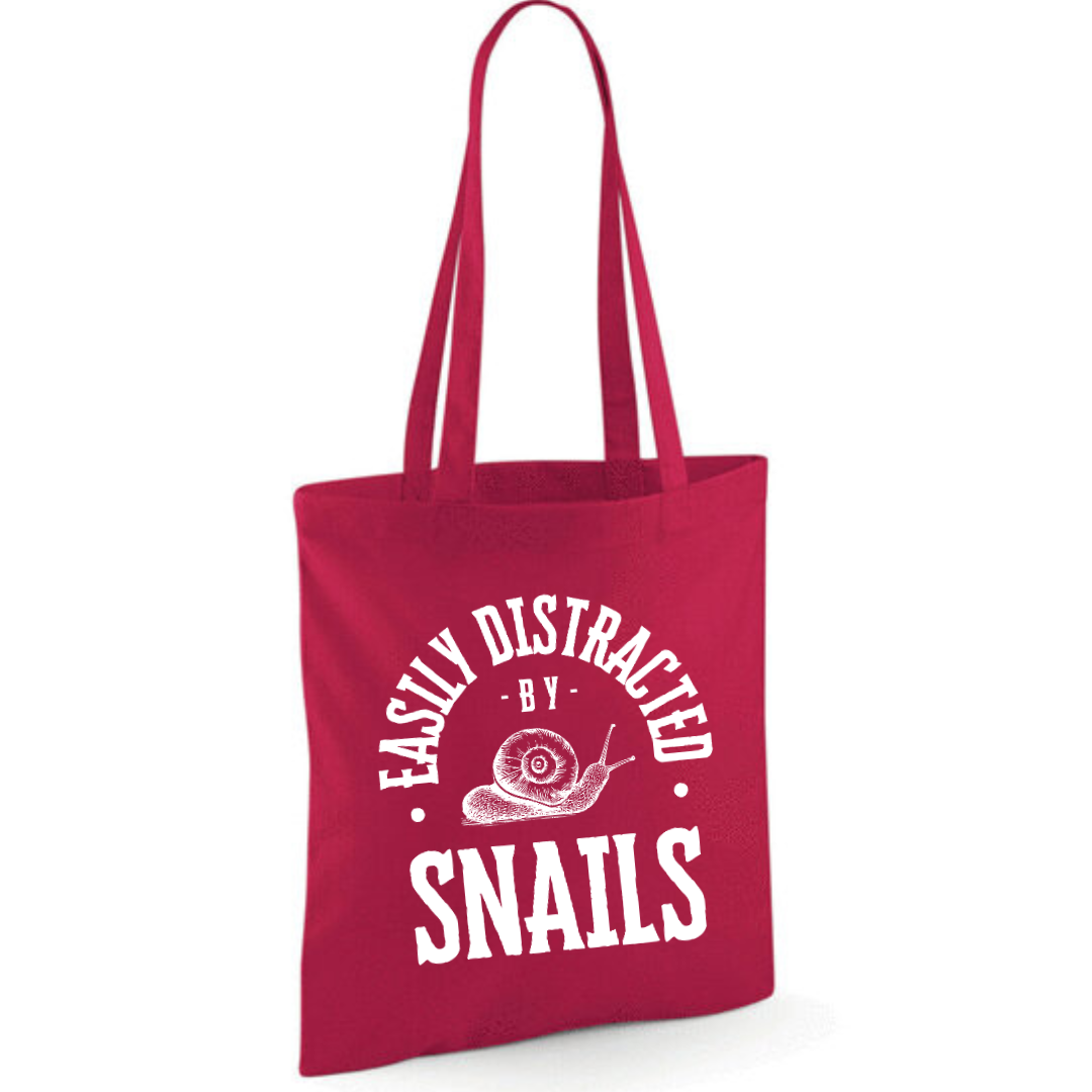 "Easily Distracted By Snails" Cotton Tote Shopper - lots of colours