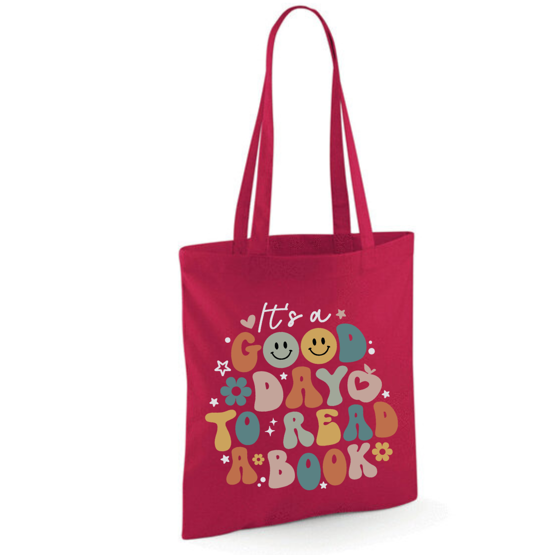 "It's a Good Day to Read a Book" Tote Shopper Bag - lots of colours!