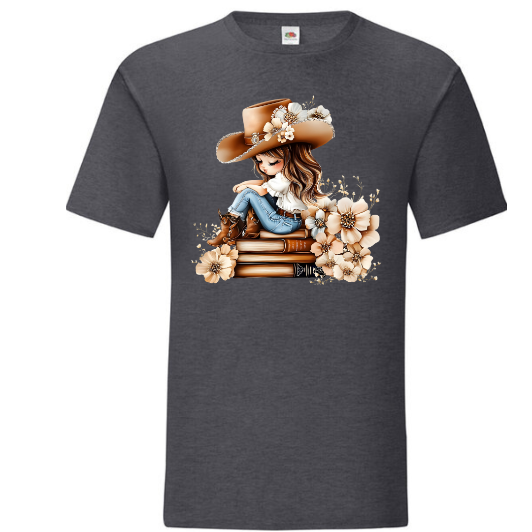 Bookish Floral Cowgirl Standard Tee - lots of colours!