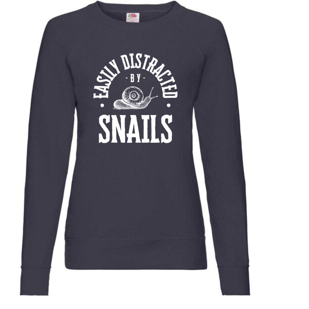 "Easily Distracted by Snails" Ladies Raglan Sweatshirt - lots of colours