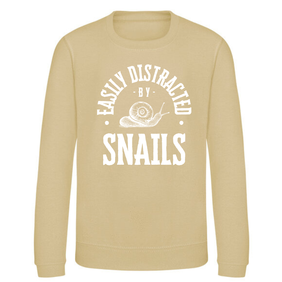 "Easily Distracted by Snails" Kids Sweatshirt Age 1-13 - Lots of colours!