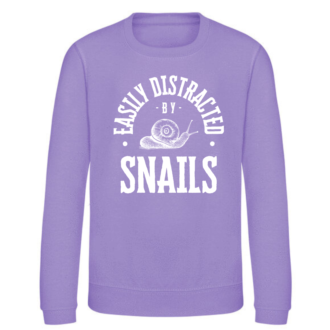 "Easily Distracted by Snails" Kids Sweatshirt Age 1-13 - Lots of colours!