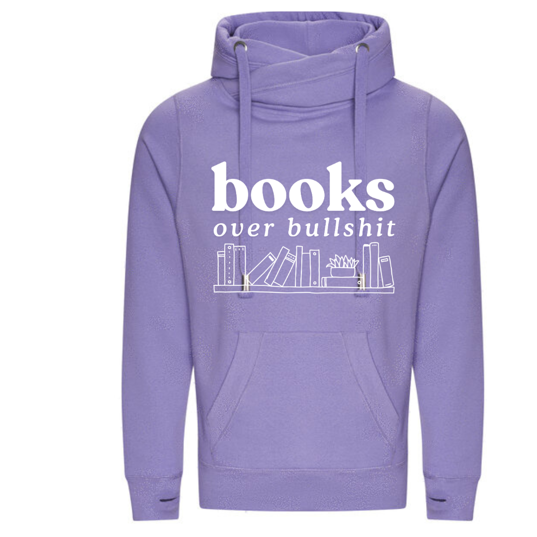 "Books Over Bullshit" Bookshelf Deluxe Hoody - lots of colours!