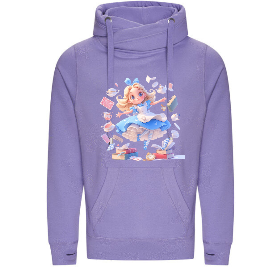 Alice with Flying Books Deluxe Hoody - lots of colours