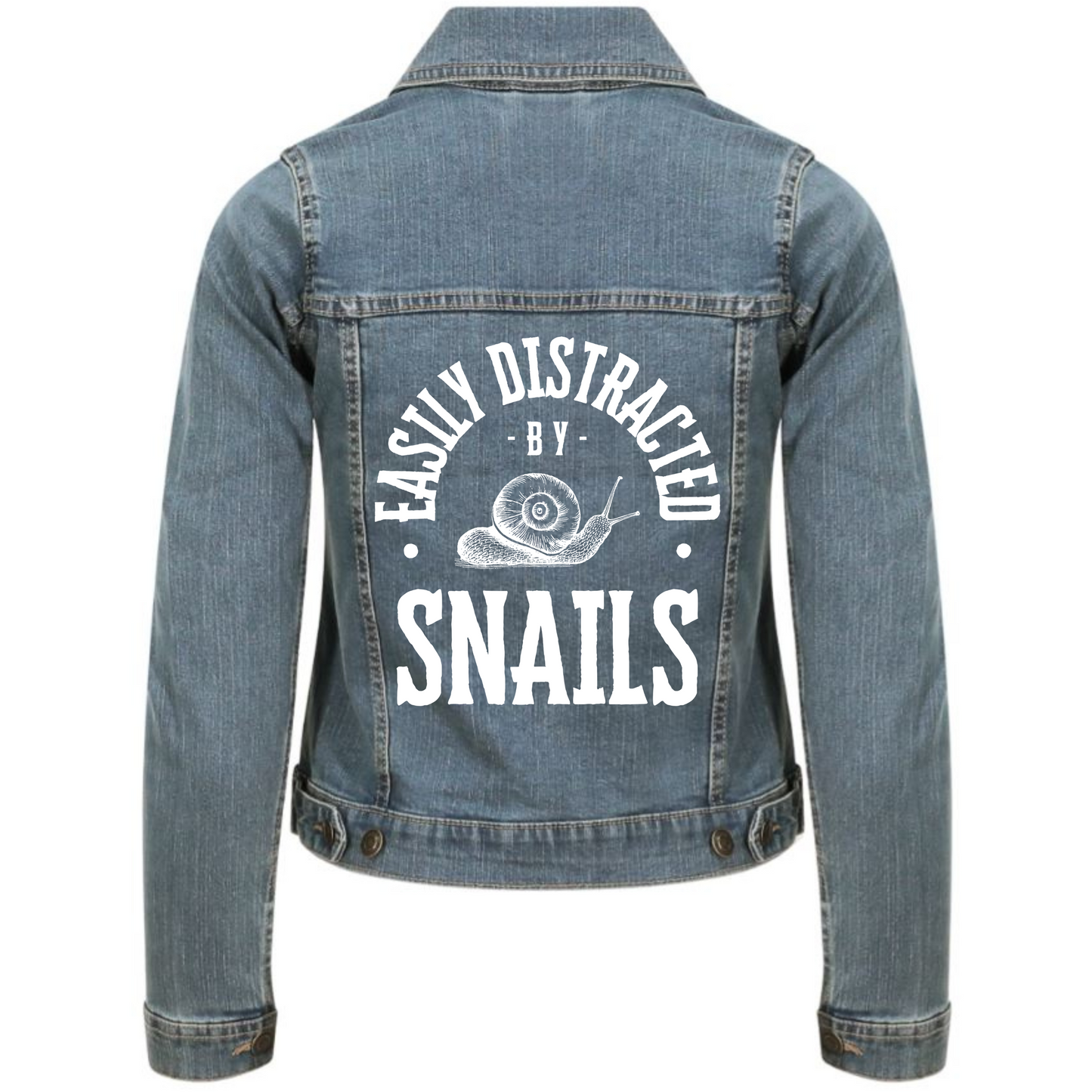 "Easily Distracted by Snails" Classic Stretch Denim Jacket