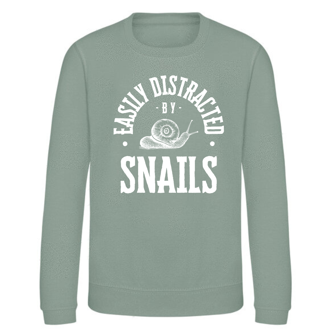 "Easily Distracted by Snails" Kids Sweatshirt Age 1-13 - Lots of colours!