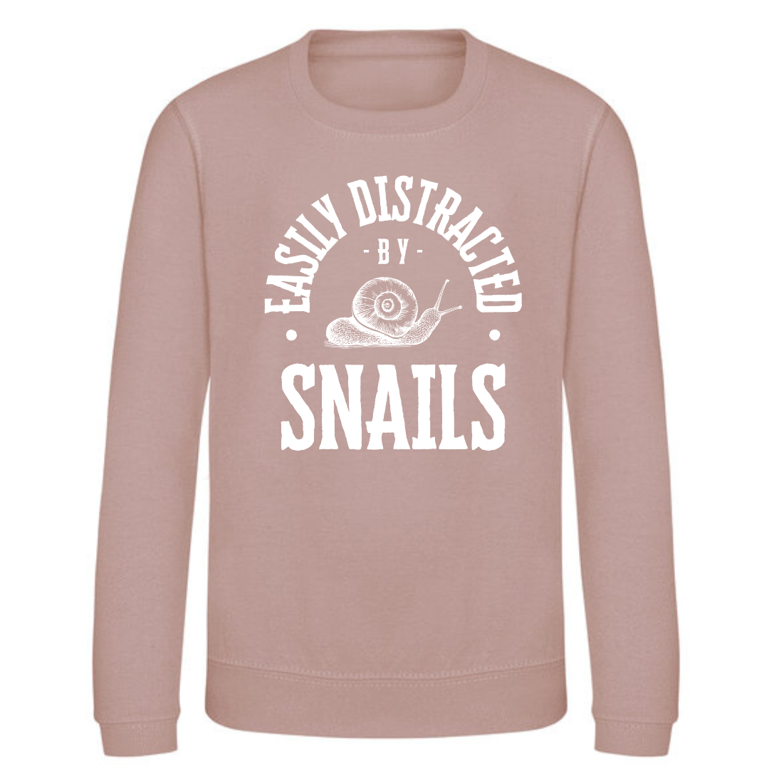 "Easily Distracted by Snails" Kids Sweatshirt Age 1-13 - Lots of colours!