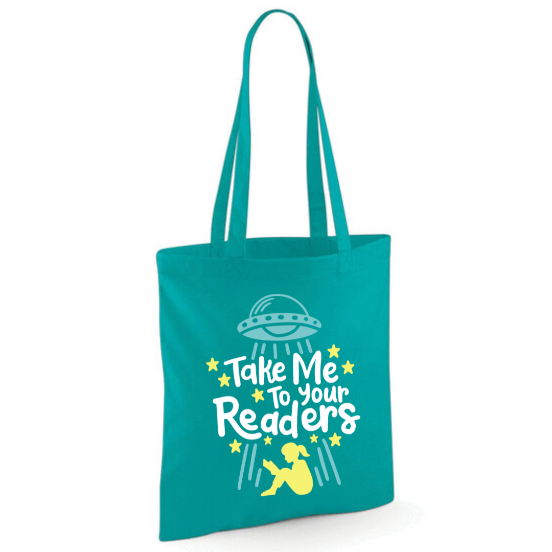 "Take Me To Your Readers" Cotton Tote Shopper - lots of colours
