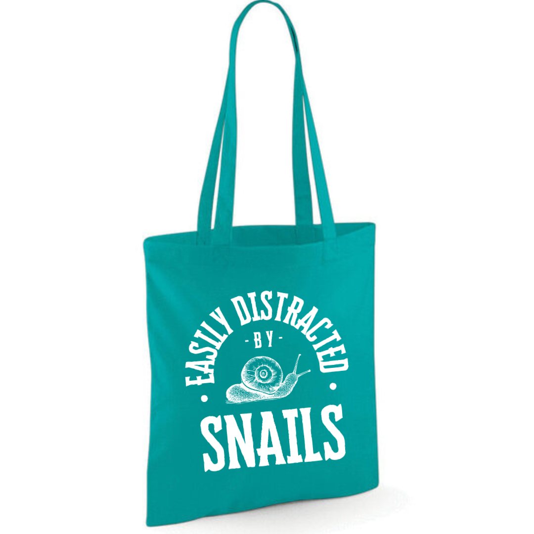 "Easily Distracted By Snails" Cotton Tote Shopper - lots of colours