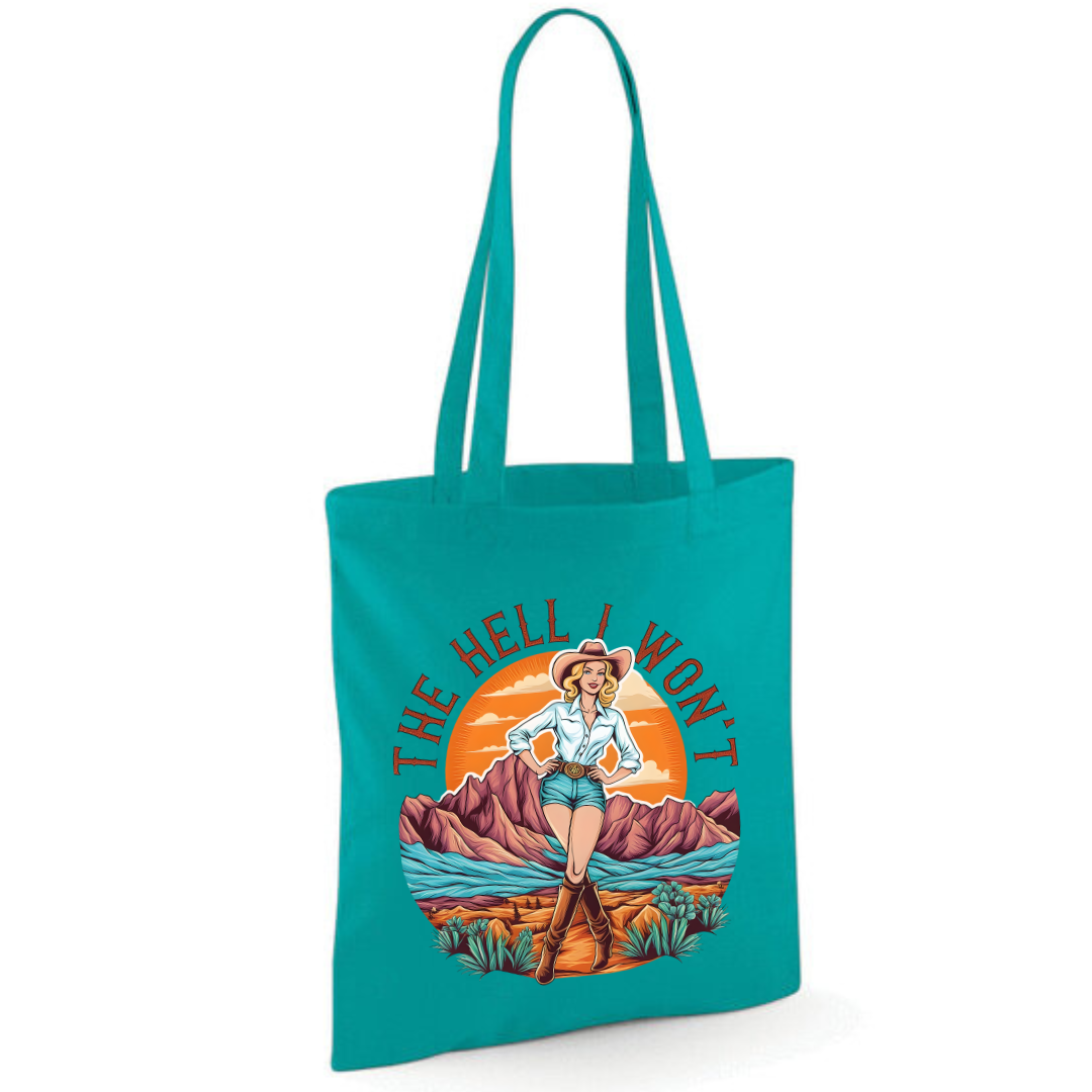 "The Hell I Won't" Cotton Tote Shopper (48 colours)