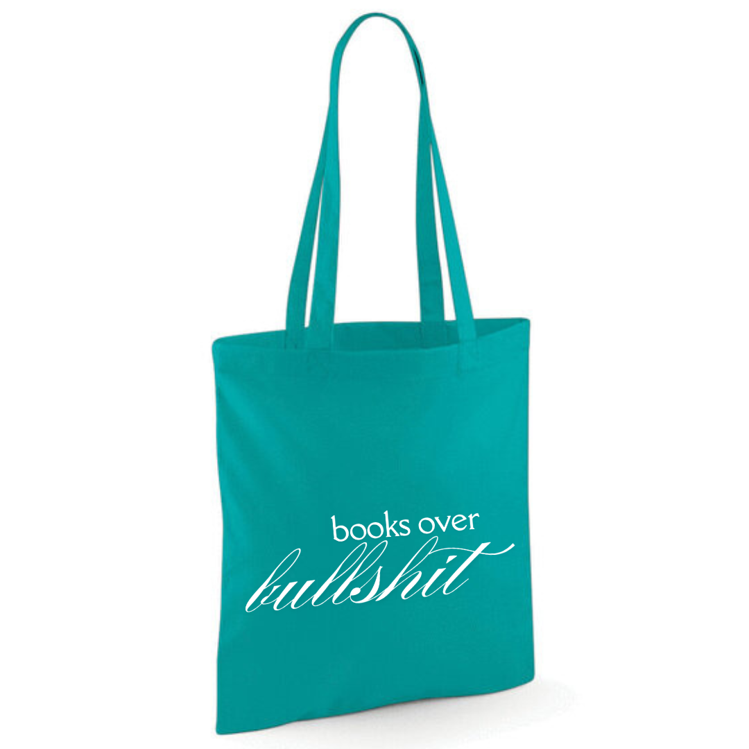 "Books Over Bullshit" Fancy Font Tote Shopper Bag - lots of colours!