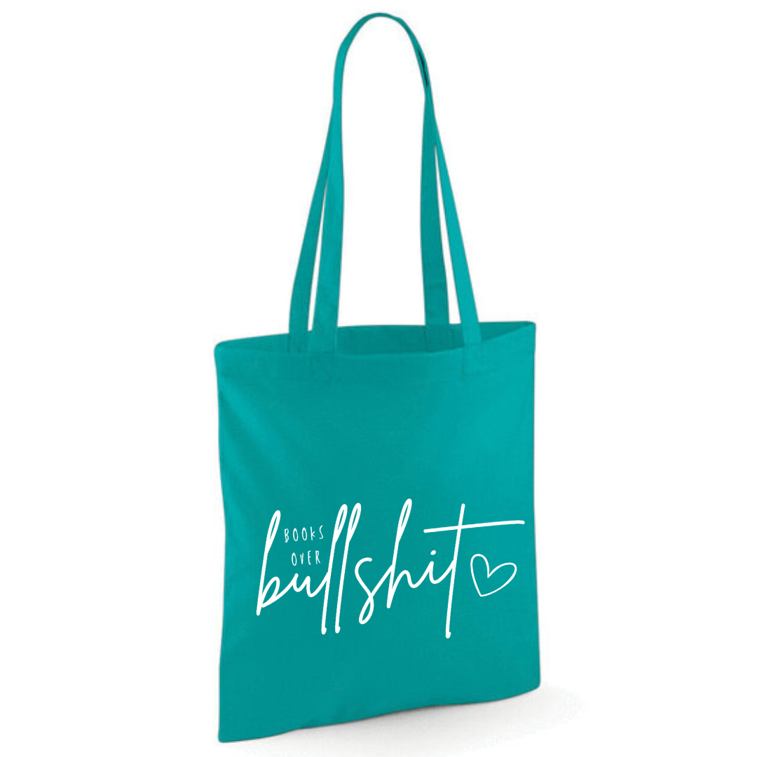 "Books over Bullshit" Handscript Cotton Tote Shopper - lots of colours