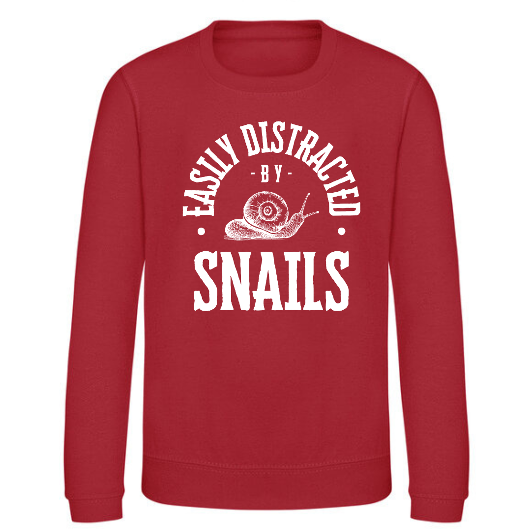 "Easily Distracted by Snails" Kids Sweatshirt Age 1-13 - Lots of colours!