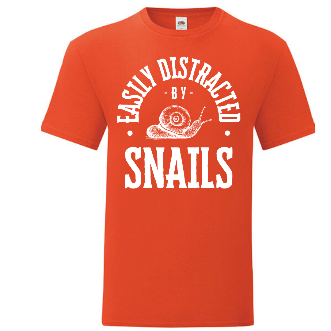 "Easily Distracted by Snails" Standard Tee - lots of colours!