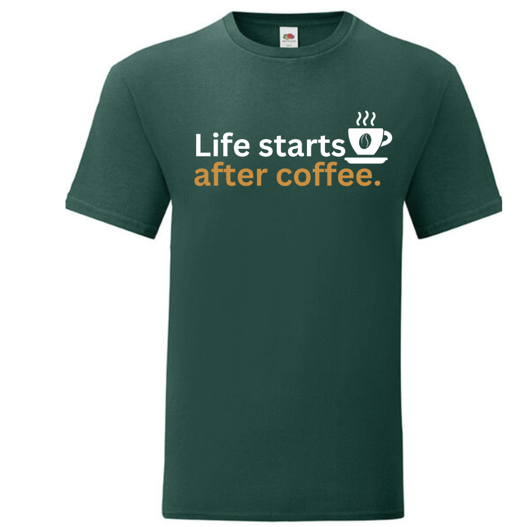 "Life Starts After Coffee" Standard Tee - lots of colours!