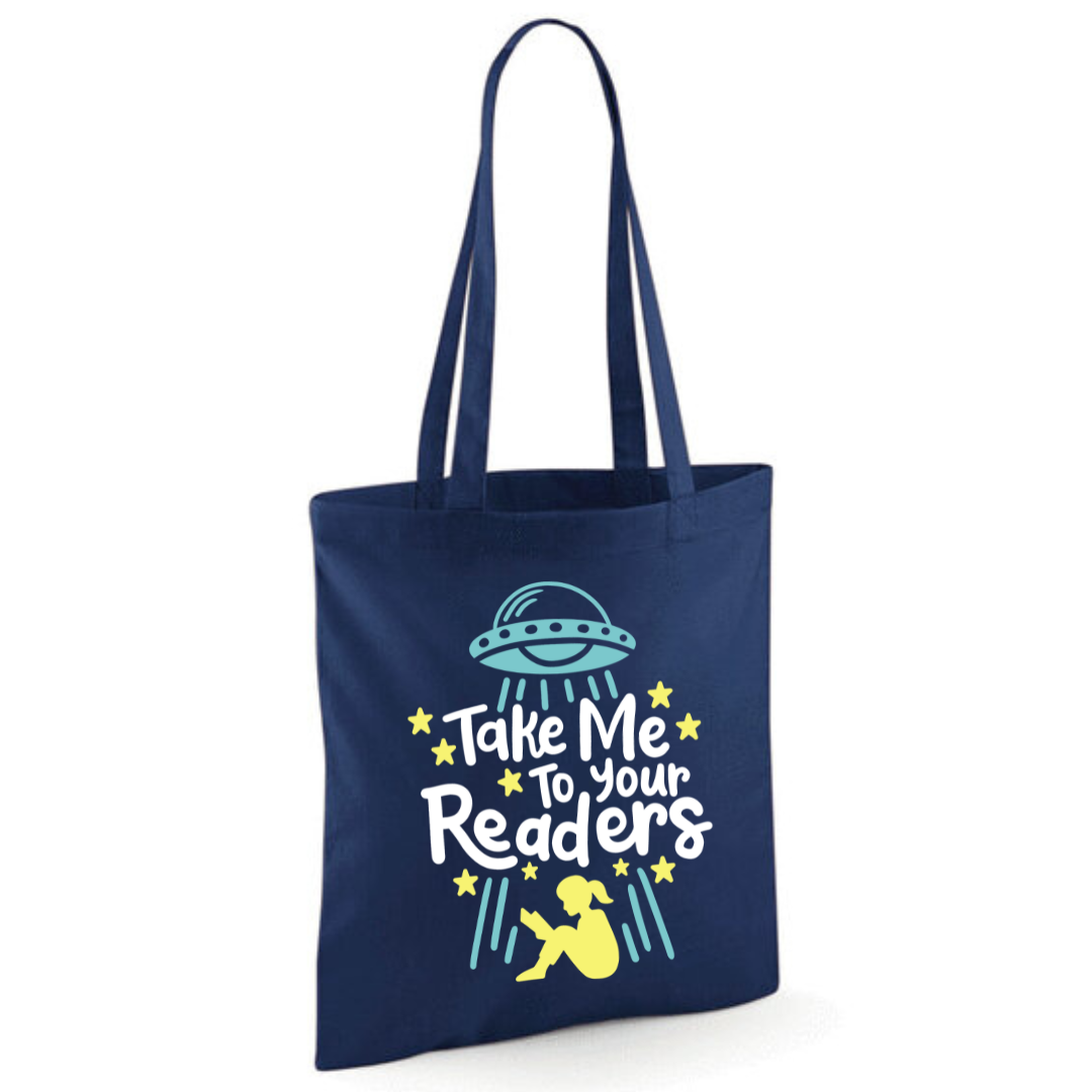 "Take Me To Your Readers" Cotton Tote Shopper - lots of colours