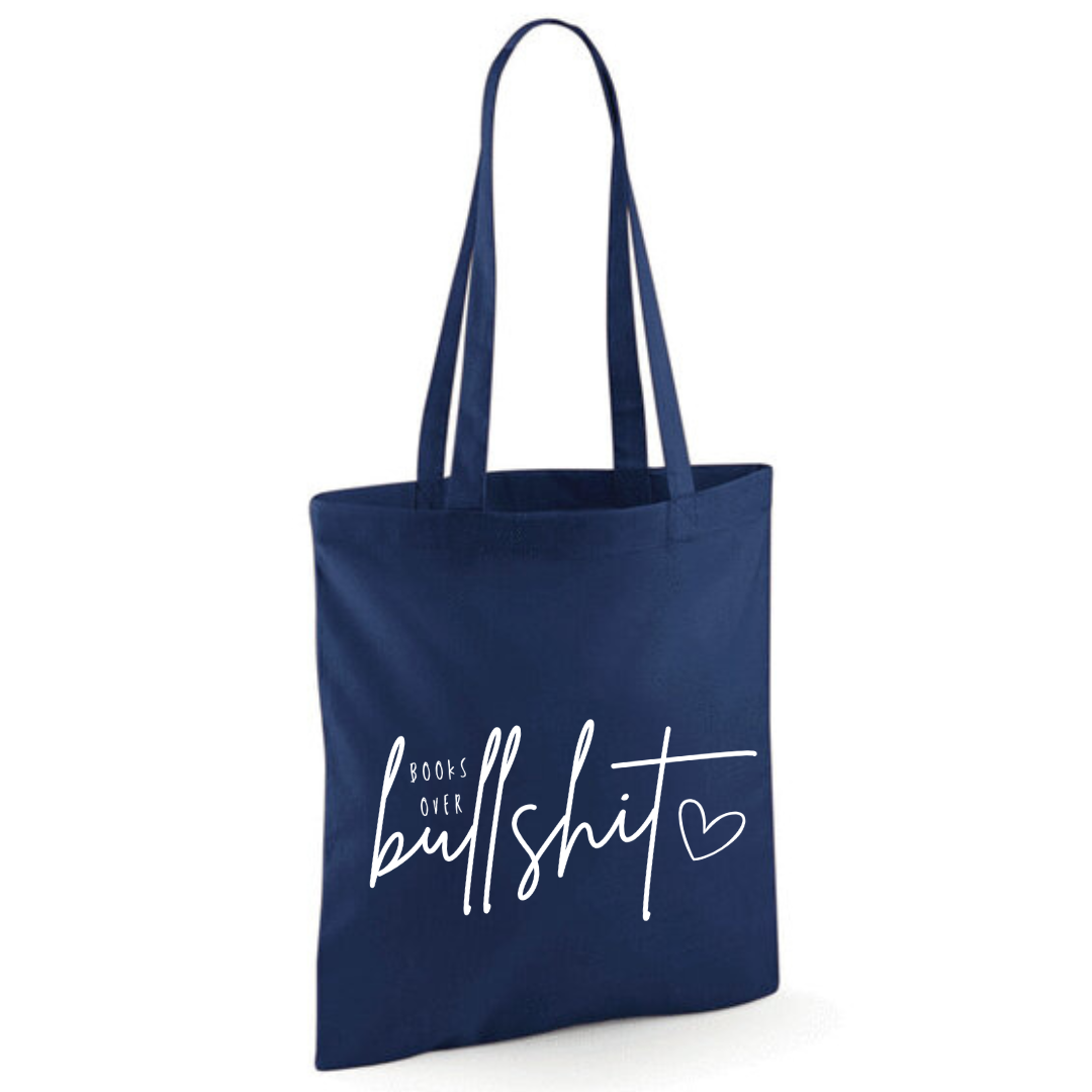 "Books over Bullshit" Handscript Cotton Tote Shopper - lots of colours