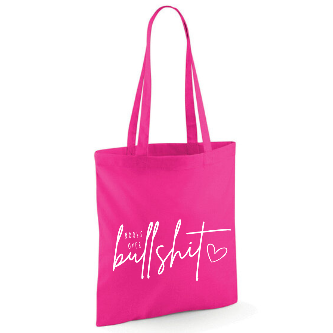 "Books over Bullshit" Handscript Cotton Tote Shopper - lots of colours