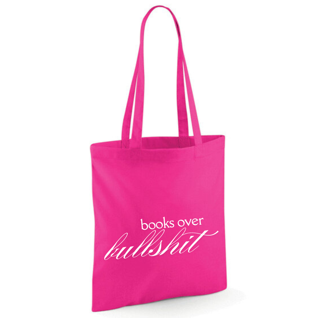 "Books Over Bullshit" Fancy Font Tote Shopper Bag - lots of colours!
