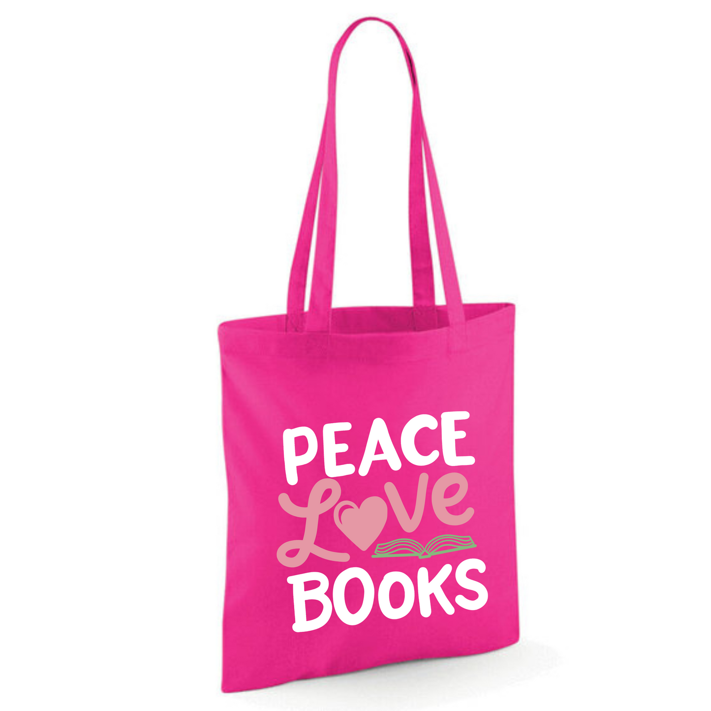 "Peace Love Books" Cotton Tote Shopper (48 colours)
