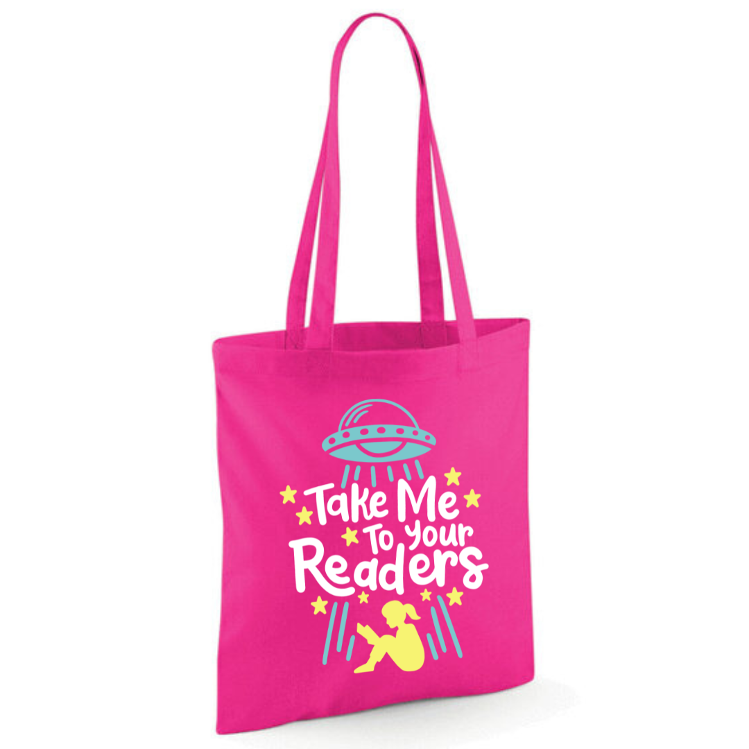 "Take Me To Your Readers" Cotton Tote Shopper - lots of colours