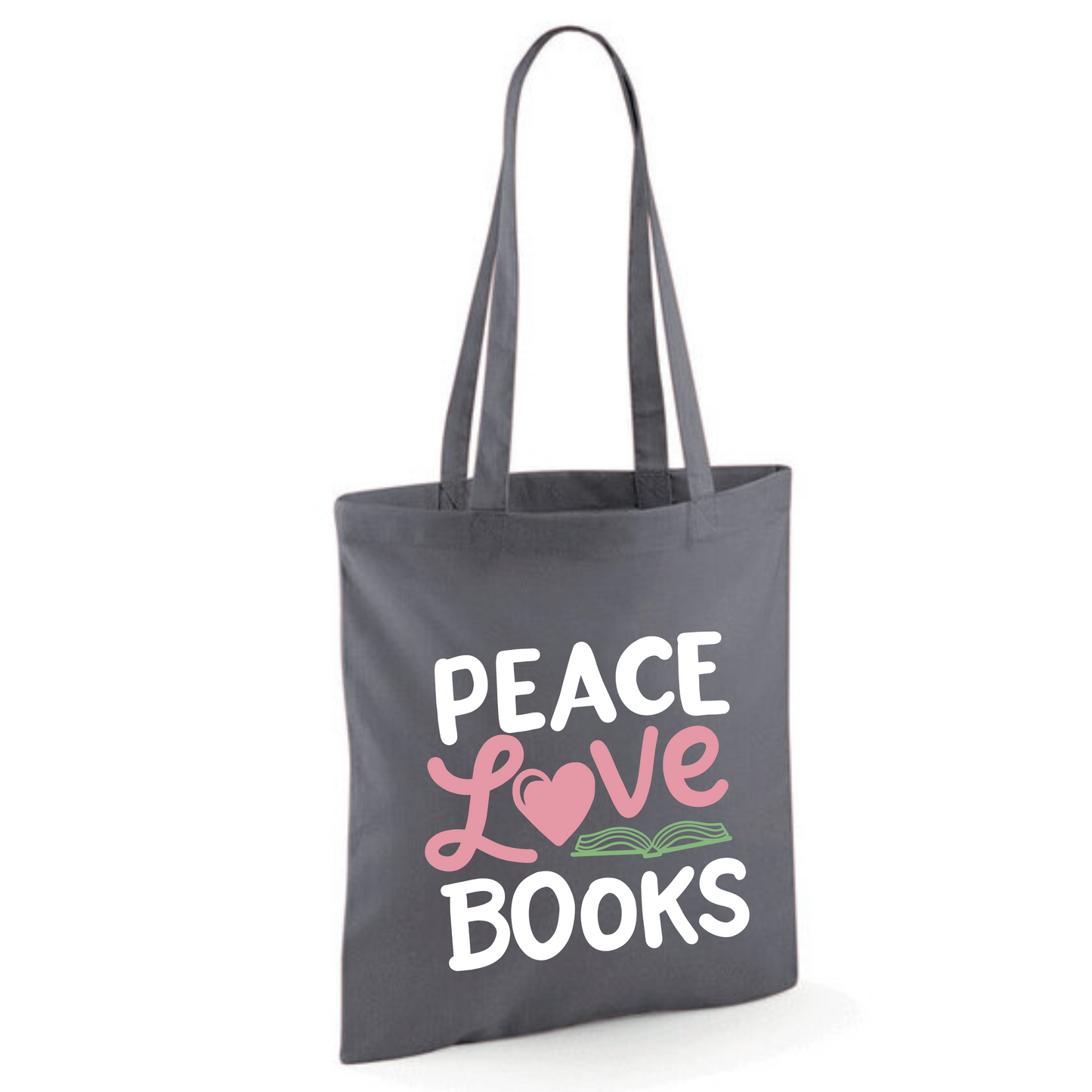 "Peace Love Books" Cotton Tote Shopper (48 colours)