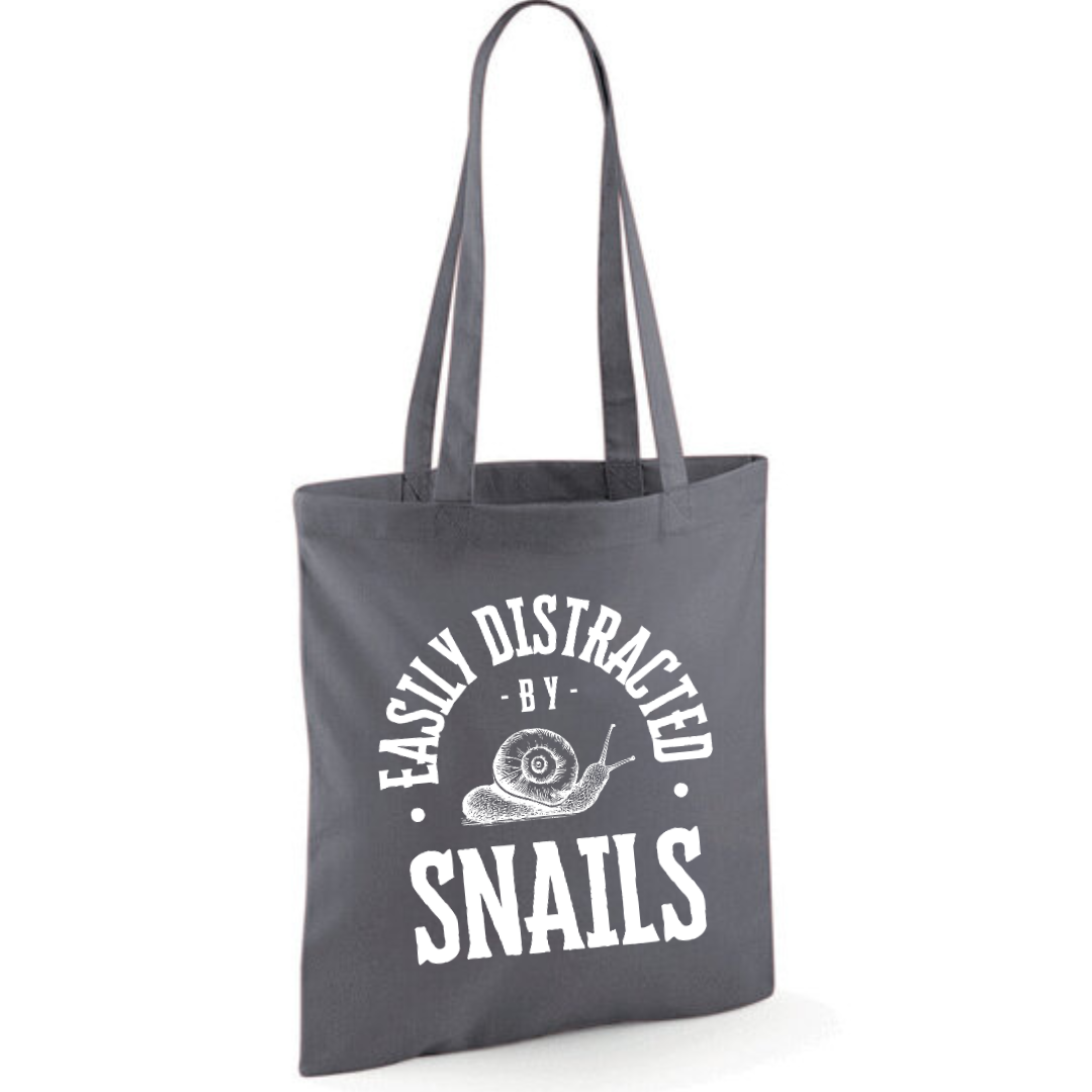 "Easily Distracted By Snails" Cotton Tote Shopper - lots of colours