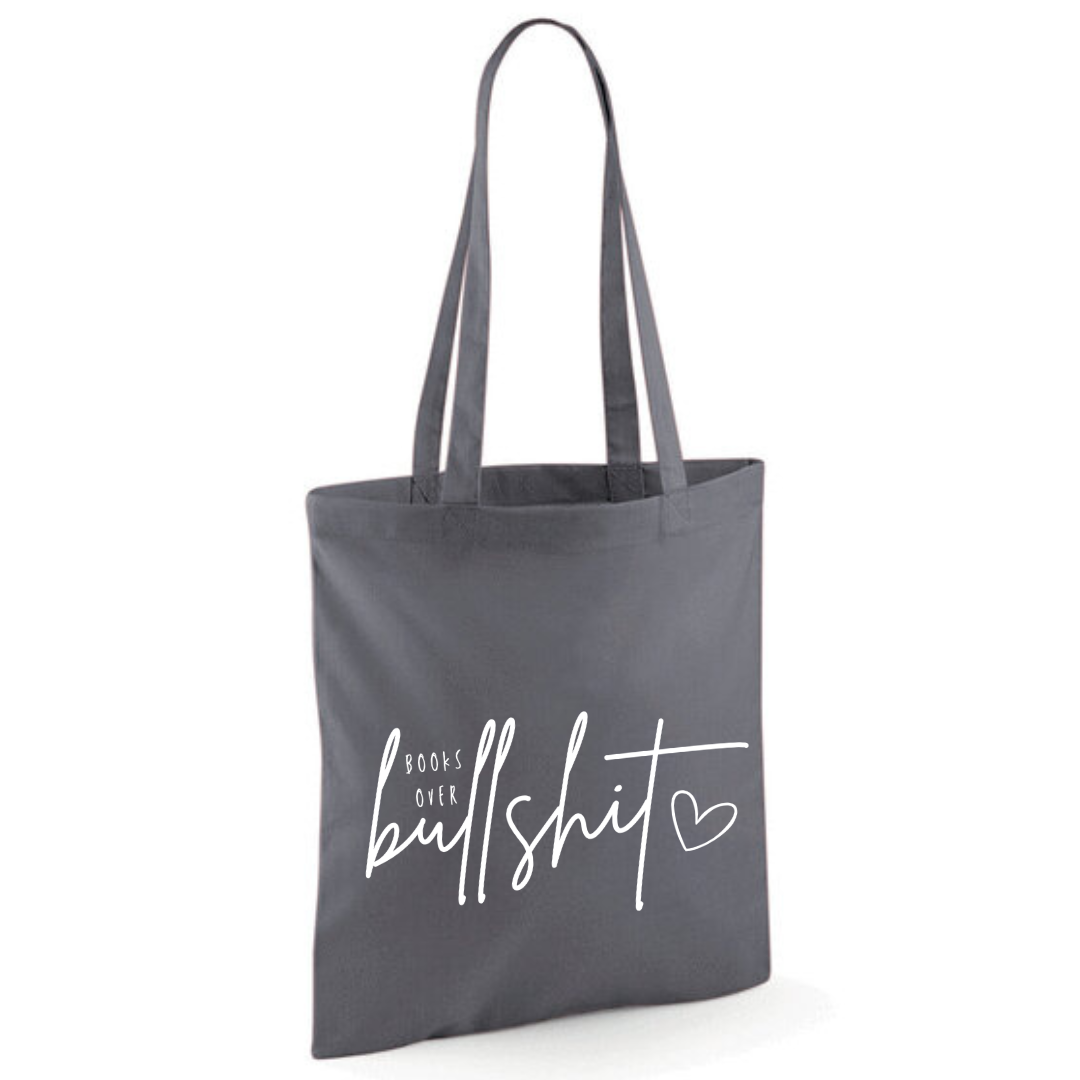"Books over Bullshit" Handscript Cotton Tote Shopper - lots of colours