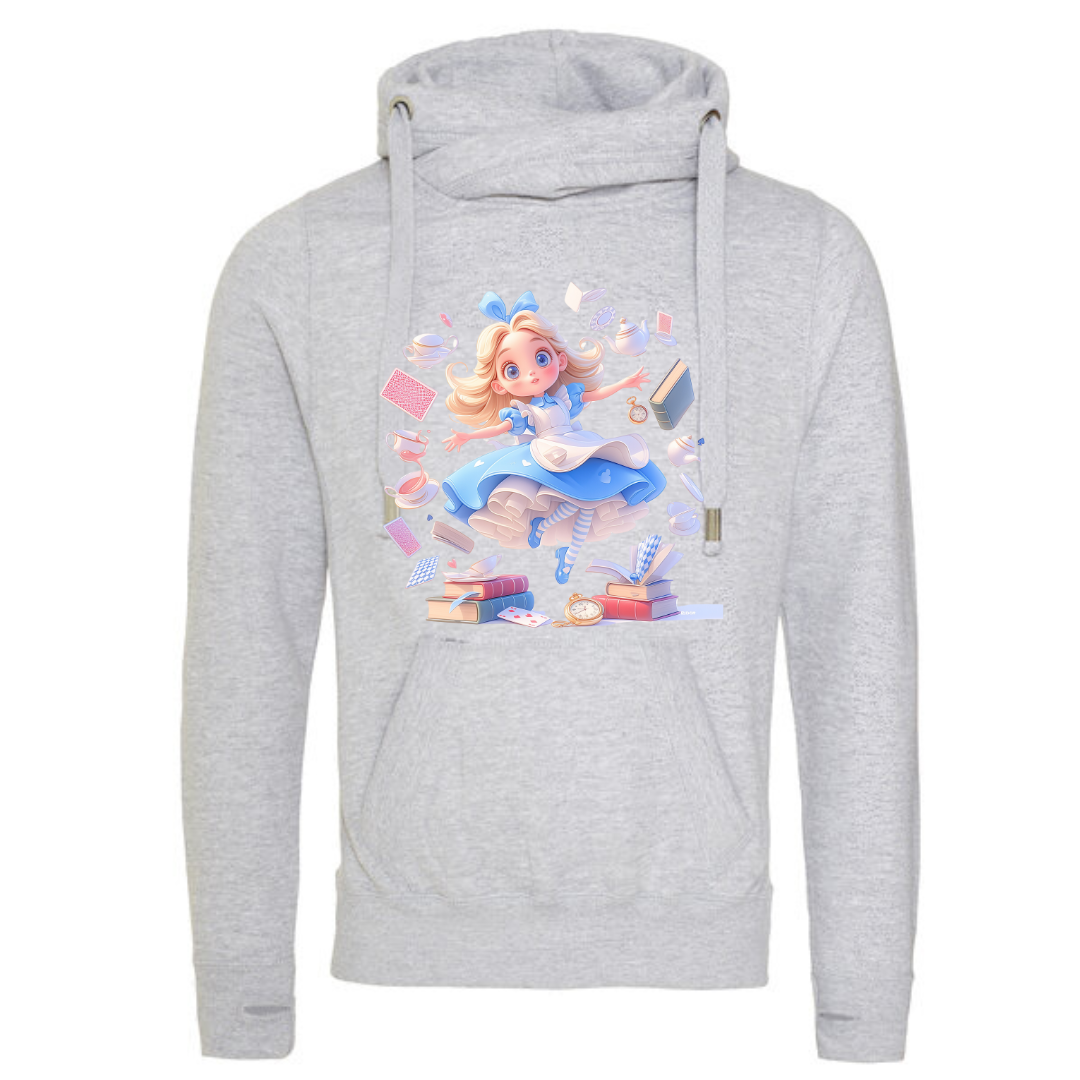 Alice with Flying Books Deluxe Hoody - lots of colours