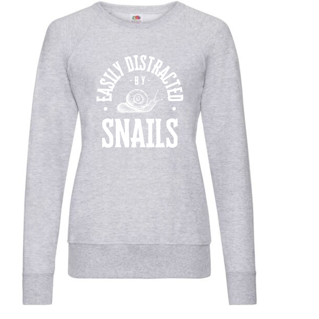 "Easily Distracted by Snails" Ladies Raglan Sweatshirt - lots of colours