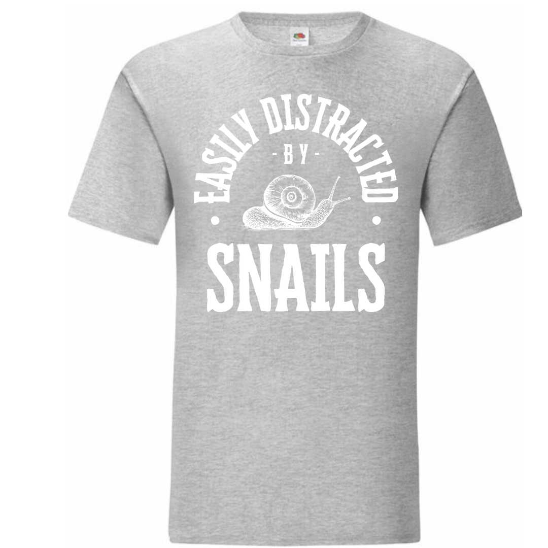 "Easily Distracted by Snails" Standard Tee - lots of colours!