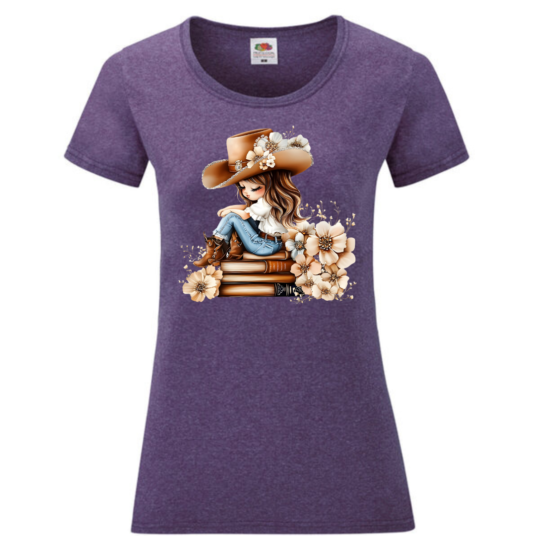 "Bookish Floral Cowgirl" Ladies Fit Tee - lots of colours