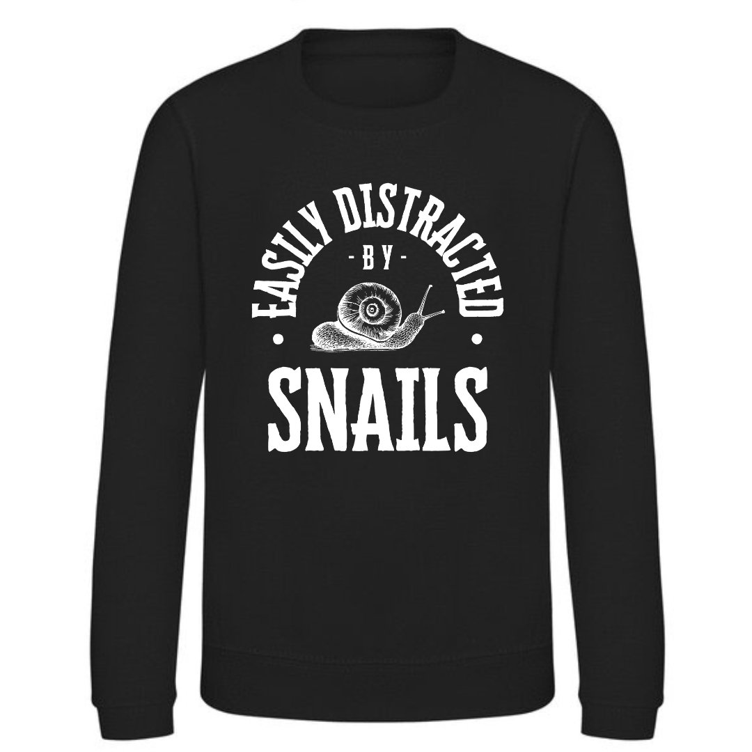 "Easily Distracted by Snails" Kids Sweatshirt Age 1-13 - Lots of colours!
