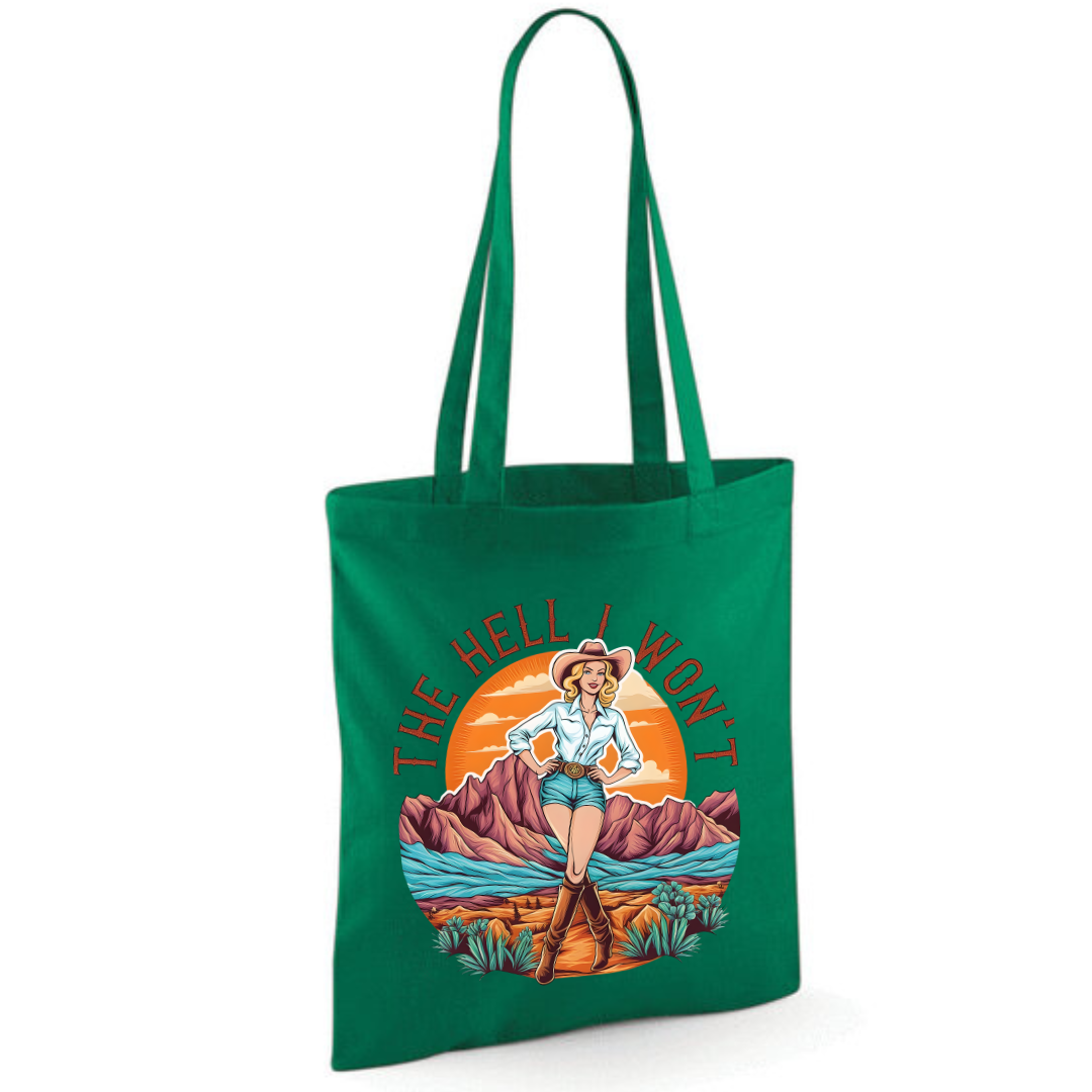 "The Hell I Won't" Cotton Tote Shopper (48 colours)