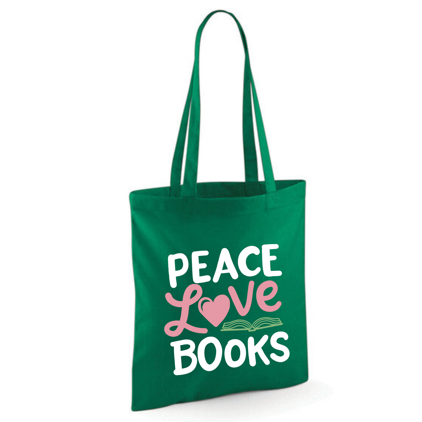 "Peace Love Books" Cotton Tote Shopper (48 colours)